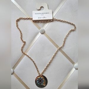 *3/$20 Banana Republic Long Necklace Gold Turquoise Blue